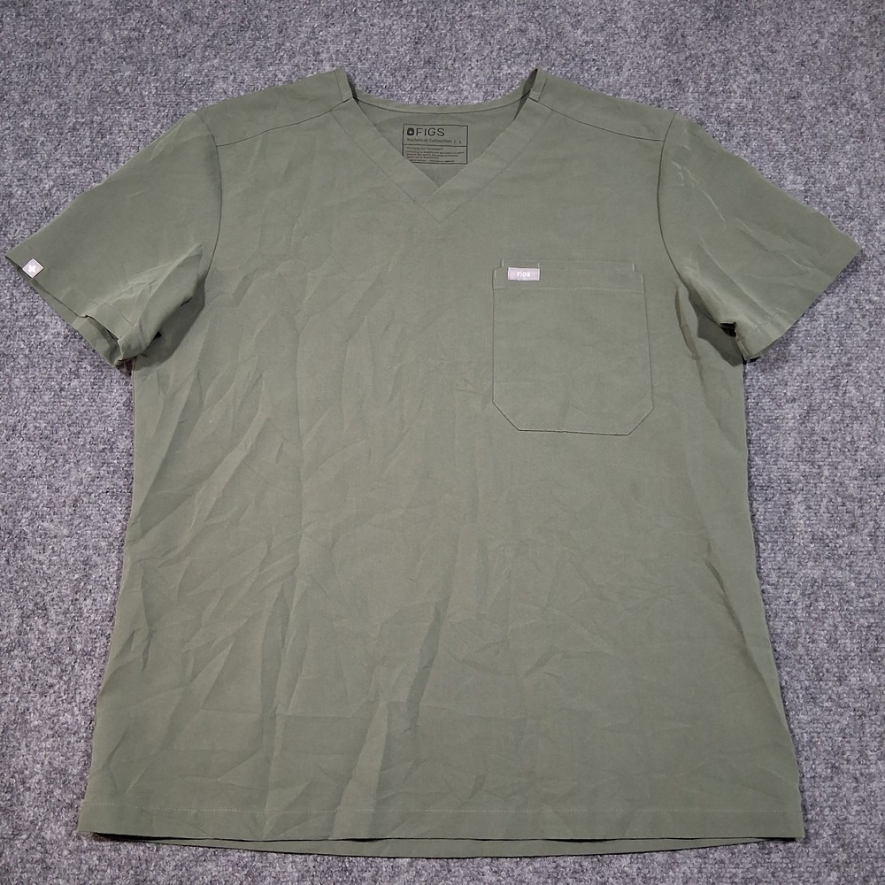FIGS Scrub Shirt Womens‎ Large Green Technical Collection Pocket Stretch SW1051
